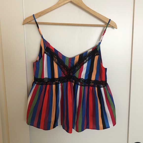 NWT Tea & Cup Multicolored Cropped Cami Tank Top - Picture 1 of 7